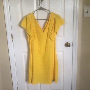 A New Day Yellow Ruffle Sleeve Mini Dress